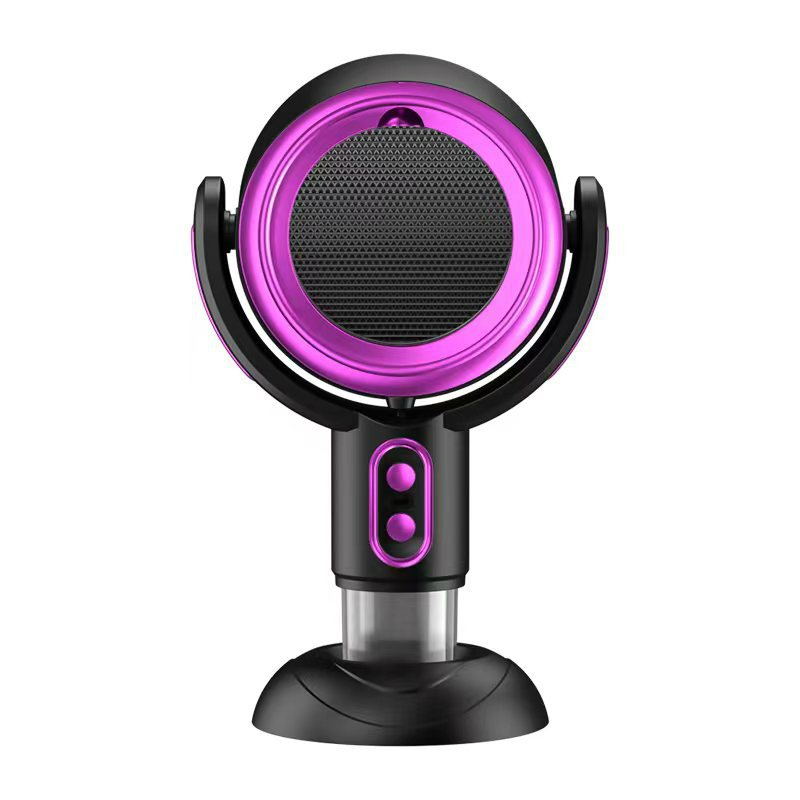 Black and purple countertop smoke extractor on a white background